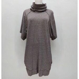 Synergy Tunic Dress Womens Small Purple Grey Organic Cotton Cowl Neck Loungewear